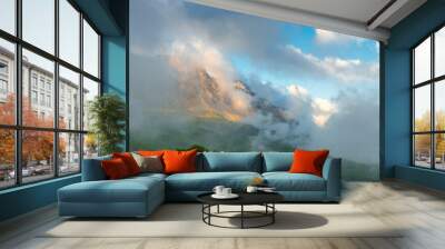 Picturesque mountains in the beautiful clouds of the North Caucasus. Russia Wall mural