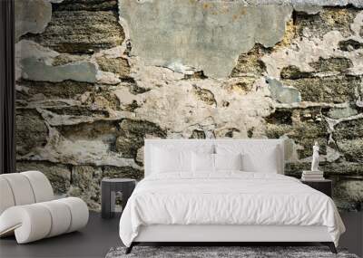 gray wall of shell rock bricks Wall mural