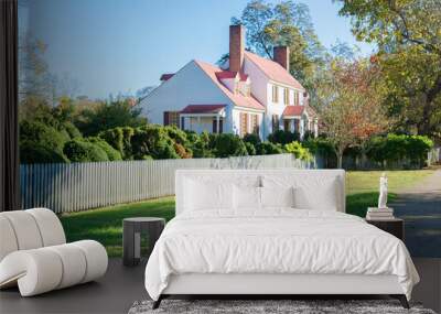 White two story house built Wall mural