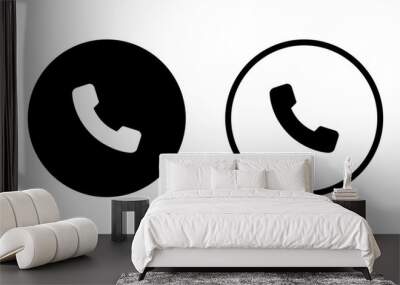 Phone icon set. Call sign. Flat illustration of vector icon on white background Wall mural