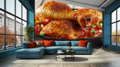 baked chicken legs with tomato sauce Wall mural