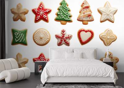 Christmas cookies with various icing decorations Wall mural