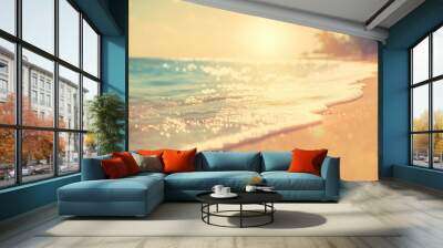 Tropical beach with gentle waves at sunset Wall mural