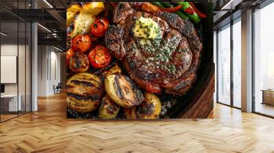 Vegetables and herb butter paired with grilled steak Wall mural