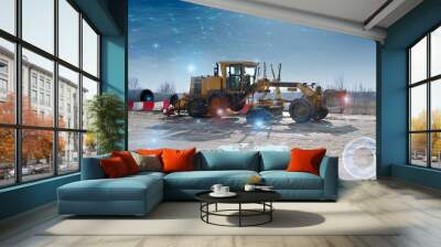 Automation of the road construction process, management of an artificial intelligence grader, data recording and storage in cloud networks Wall mural