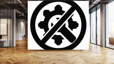 Do not repair. No settings. Icon prohibition gear. Shopping cart isolated minimal single flat linear icon for application and info-graphic.  Wall mural