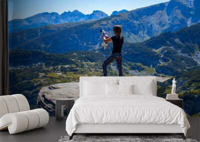 hiker in the mountains Wall mural