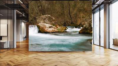 Lousios river in Peloponnese, Greece. Long exposure, water effect. Wall mural