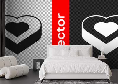 Black Candy in heart shaped box icon isolated on transparent background. Valentines Day. Vector Wall mural