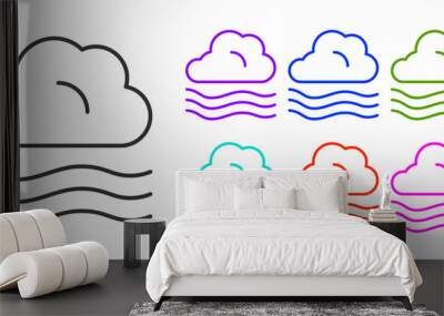 Black line Windy weather icon isolated on white background. Cloud and wind. Set icons colorful. Vector Wall mural