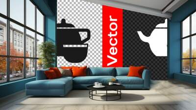 Black Traditional Chinese tea ceremony icon isolated on transparent background. Teapot with cup. Vector Wall mural