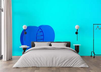 Blue Mathematics sets A and B icon isolated on blue background. Symmetric difference. Minimalism concept. 3d illustration 3D render Wall mural