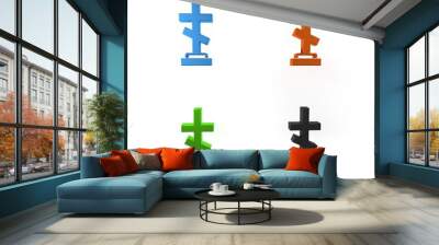 Colorful Grave with cross icon isolated on white background. Minimalism concept. 3D render illustration Wall mural