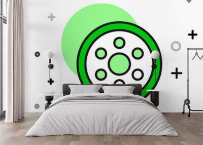 Filled outline Alloy wheel for a car icon isolated on white background. Vector Wall mural