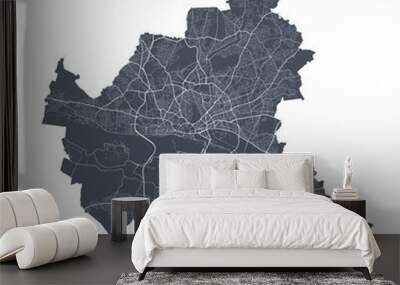 Hamburg map. Detailed map of Hamburg city poster with streets. Dark vector. Wall mural