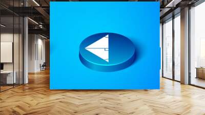 Isometric Angle bisector of a triangle icon isolated on blue background. Blue circle button. Vector Wall mural