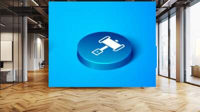 Isometric Medieval battle hammer icon isolated on blue background. Blue circle button. Vector Wall mural