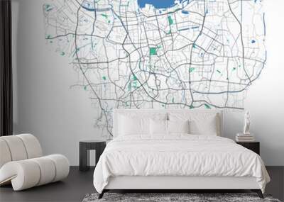 Jakarta vector map. Detailed map of Jakarta city administrative area. Cityscape urban panorama. Wall mural