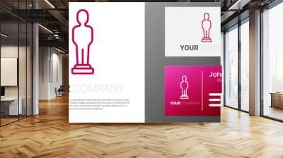 Logotype line Movie trophy icon isolated on white background. Academy award icon. Films and cinema symbol. Logo design template element. Vector Wall mural