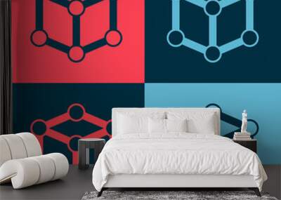 Pop art Molecule icon isolated on color background. Structure of molecules in chemistry, science teachers innovative educational poster. Vector Wall mural