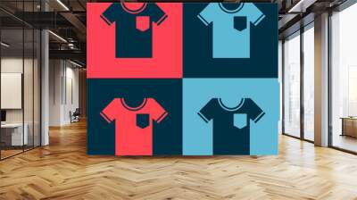 Pop art T-shirt icon isolated on color background. Vector Illustration Wall mural