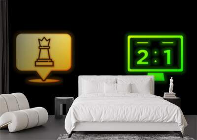 Set Checker game chips, Chess, Sport mechanical scoreboard and icon. Vector Wall mural