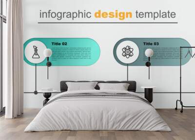 Set line Test tube and flask, Atom, Plant breeding and DNA research, search. Business infographic template. Vector Wall mural