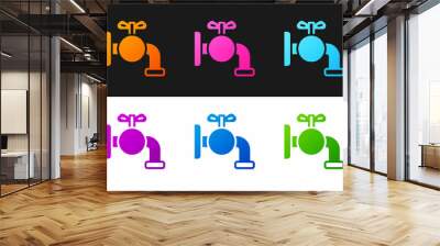 Set Tap for a barrel icon isolated on black and white background. Vector Wall mural