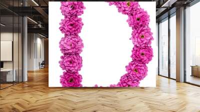 Letter D, alphabet from flowers of chrysanthemum, isolated on white background Wall mural