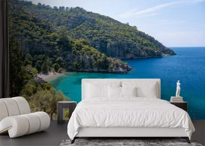 Beautiful sea coast of Turkey near Fethiye Dalaman. Warm sea, resort, relaxation, healthy lifestyle, hiking tour. Wall mural