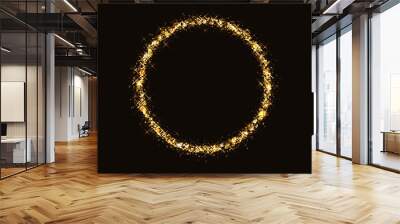 Gold circle with sparkles and free space in center isolated on black background. Rotating blue light shiny with sparkles, Suitable for product advertising, product design, and other.
Vector data. Wall mural