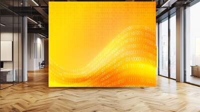 Yellow digit waved background Wall mural