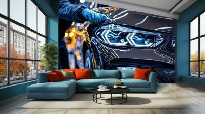 Modern Car Detail in a Workshop Environment Wall mural