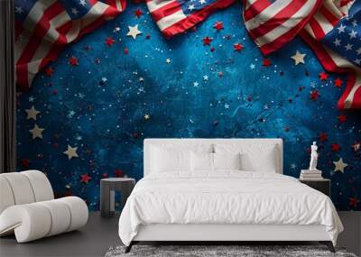 USA flag. Symbol of American's 4th of July patriotic, freedom and united. Wall mural