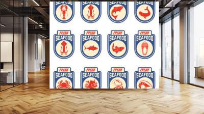 seafood labels set Wall mural