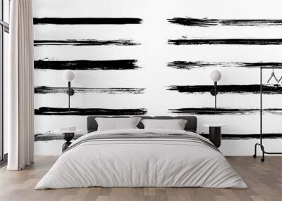 Set of grunge brush strokes in vector. Wall mural