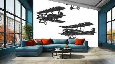 Set of the retro style planes isolated on white background. Desi Wall mural