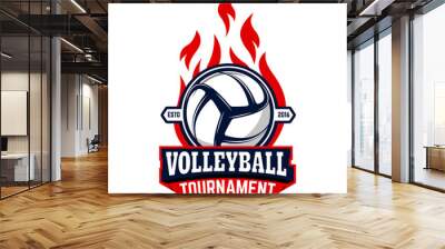 Volleyball tournament. Label template with volleyball ball. Desi Wall mural