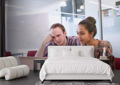 College students studying at laptop in classroom Wall mural