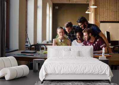 Creative business people brainstorming and working in office Wall mural