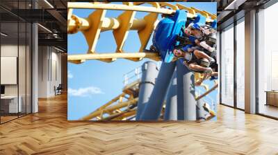 Friends riding amusement park ride Wall mural