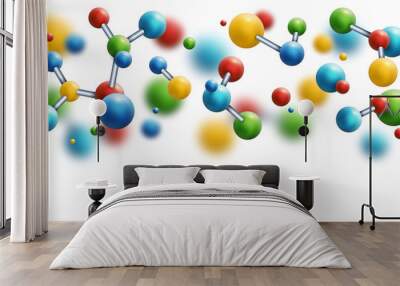 Colorful 3d molecules border Wall mural