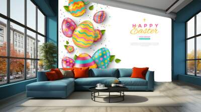 Easter vertical border with color eggs Wall mural