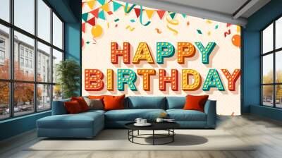 Happy Birthday greeting card Wall mural