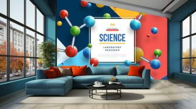 Science banner with color molecules Wall mural