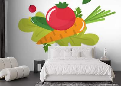 Vegetables sticked on fork. Healthy eating concept. Wall mural