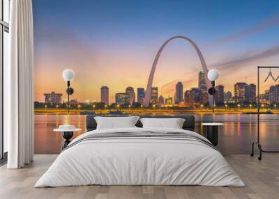 St. Louis, Missouri, USA downtown cityscape on the river Wall mural