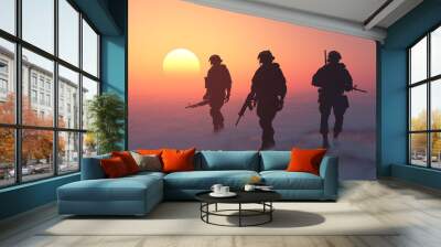  Soldiers in the fog. Wall mural