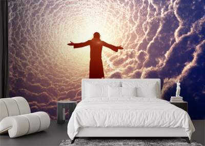 Jesus in the clouds. Wall mural