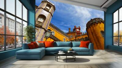 Colorful Pena Palace, famous palace and one of the seven wonders in Portugal Wall mural